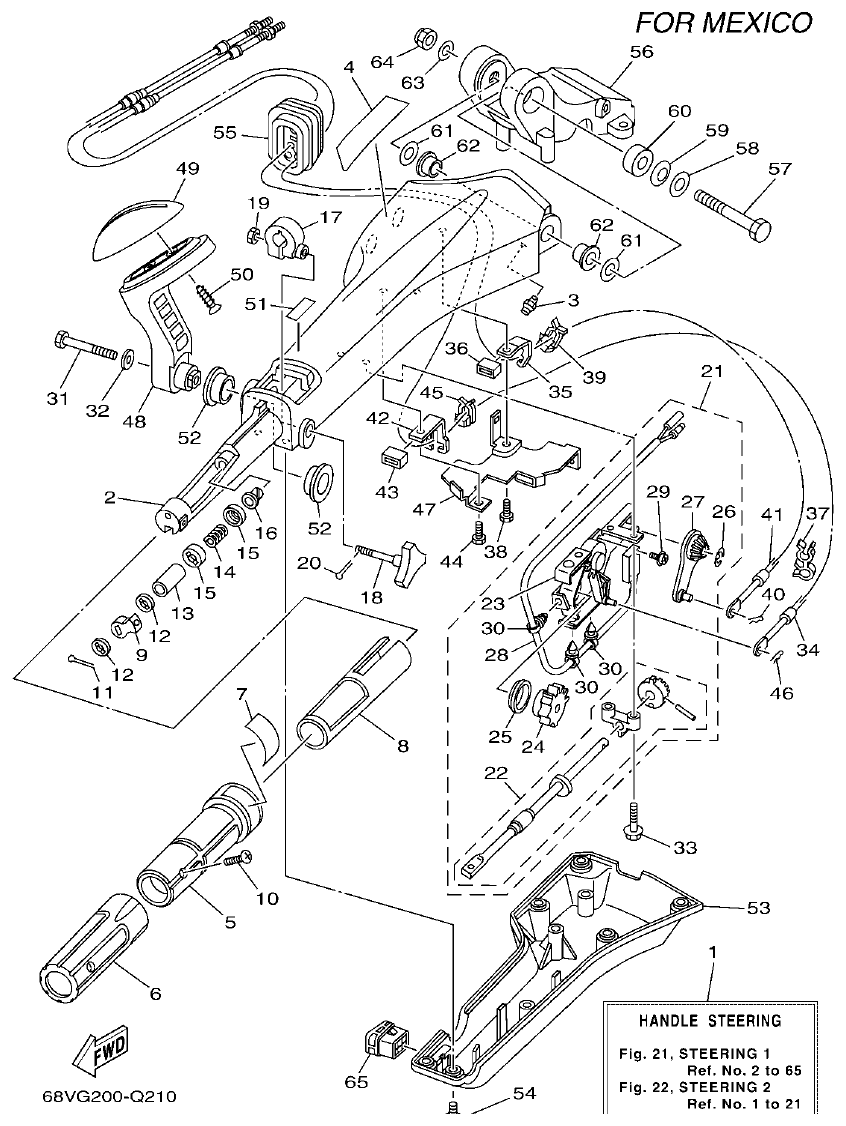 Yamaha F115A, FL115A, FL115AET STEERING 1 parts diagram